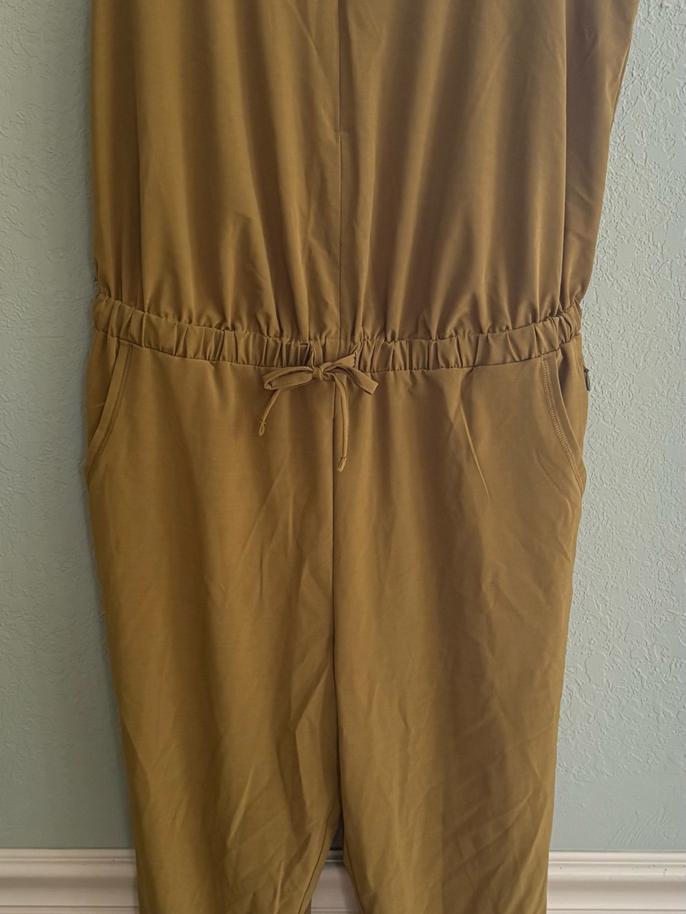 Prana Sleeveless Drawstring Jumpsuit in Retro Olive